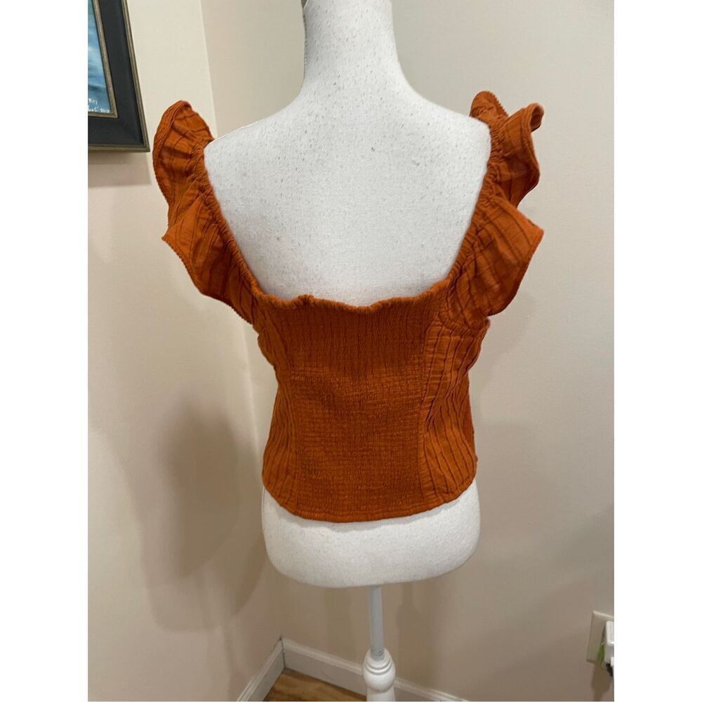 Free People Orange Ruffle Tank Top - Picture 4 of 6